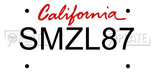 SMZL87 California License Plate