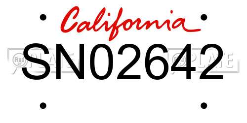 SN02642 California License Plate