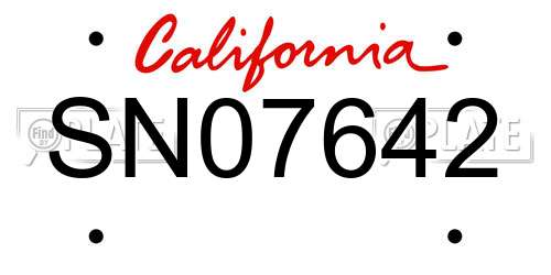 SN07642 California License Plate
