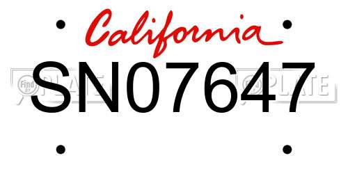 SN07647 California License Plate