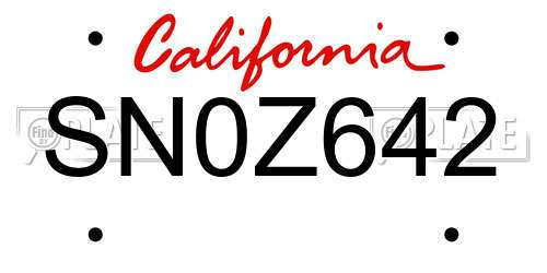 SN0Z642 California License Plate