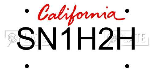 SN1H2H California License Plate
