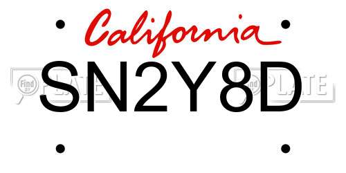 SN2Y8D California License Plate