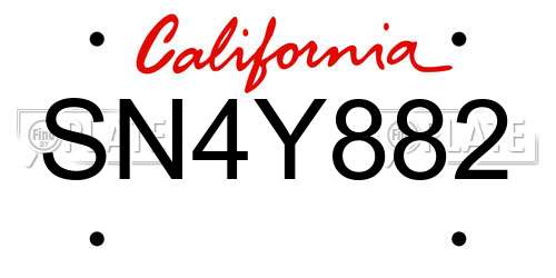 SN4Y882 California License Plate
