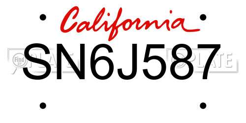 SN6J587 California License Plate