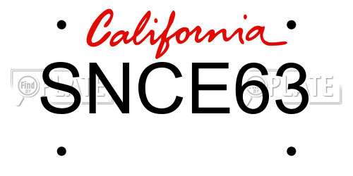 SNCE63 California License Plate