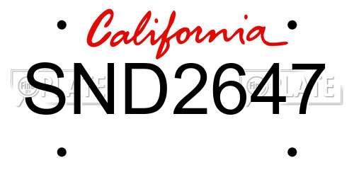 SND2647 California License Plate