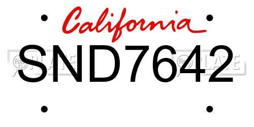SND7642 California License Plate