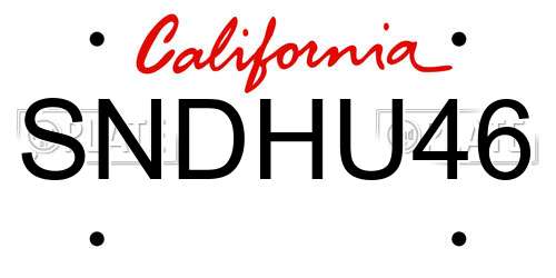 SNDHU46 California License Plate