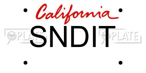 SNDIT California License Plate