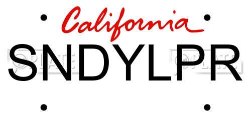 SNDYLPR California License Plate