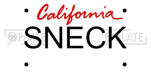 SNECK California License Plate