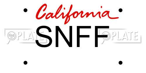 SNFF California License Plate