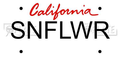 SNFLWR California License Plate
