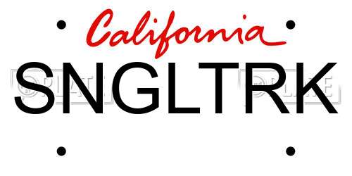 SNGLTRK California License Plate