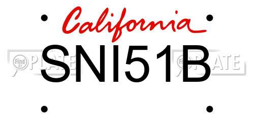 SNI51B California License Plate
