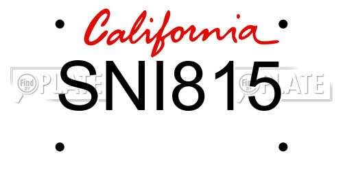 SNI815 California License Plate