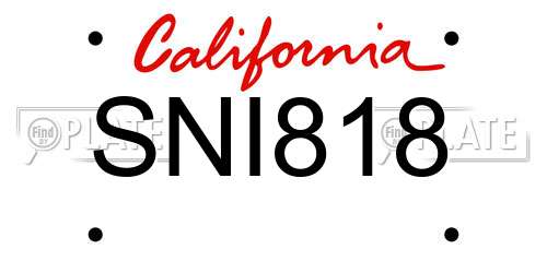 SNI818 California License Plate