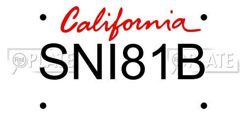 SNI81B California License Plate