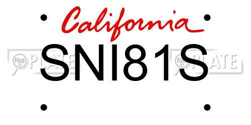 SNI81S California License Plate