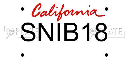 SNIB18 California License Plate
