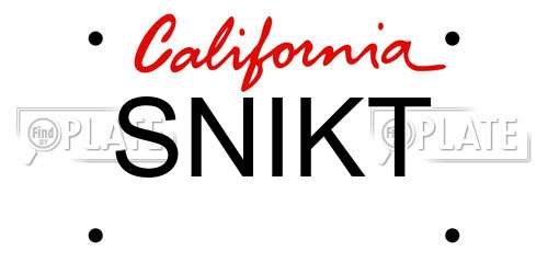 SNIKT California License Plate