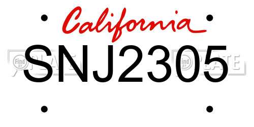 SNJ2305 California License Plate