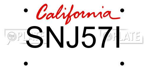 SNJ57I California License Plate