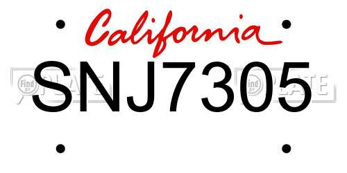 SNJ7305 California License Plate