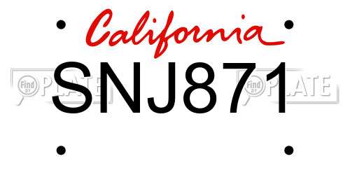 SNJ871 California License Plate