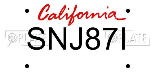 SNJ87I California License Plate