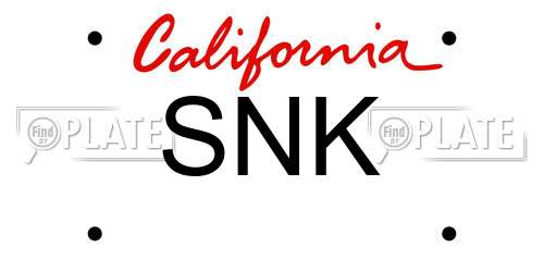 SNK California License Plate