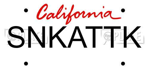 SNKATTK California License Plate