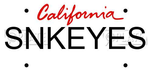 SNKEYES California License Plate