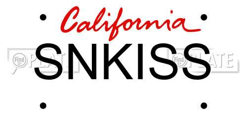SNKISS California License Plate