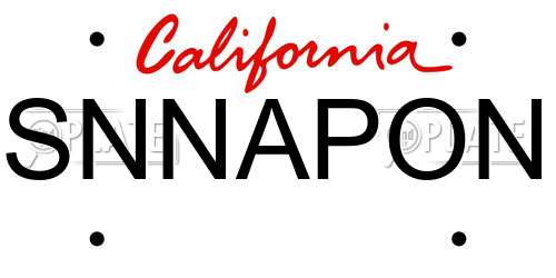 SNNAPON California License Plate