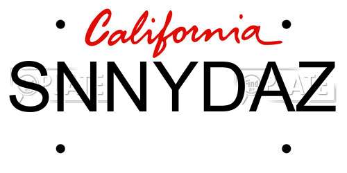 SNNYDAZ California License Plate