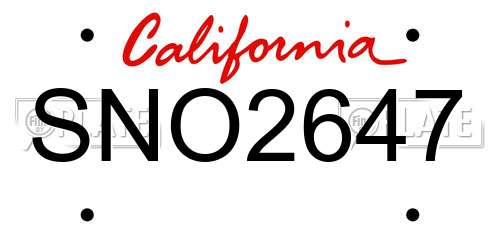 SNO2647 California License Plate