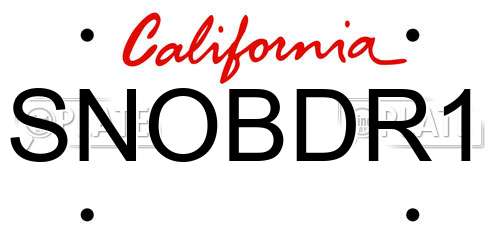 SNOBDR1 California License Plate