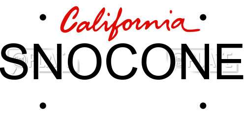 SNOCONE California License Plate