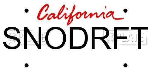 SNODRFT California License Plate