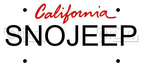 SNOJEEP California License Plate