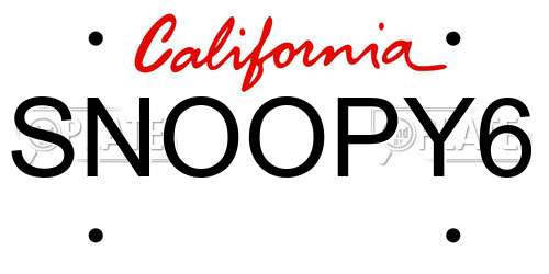 SNOOPY6 California License Plate