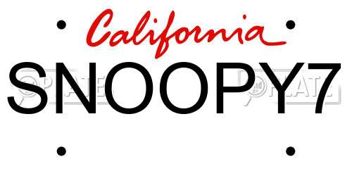 SNOOPY7 California License Plate