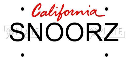 SNOORZ California License Plate
