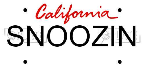 SNOOZIN California License Plate