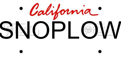 SNOPLOW California License Plate