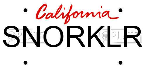 SNORKLR California License Plate