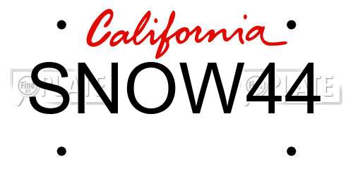 SNOW44 California License Plate