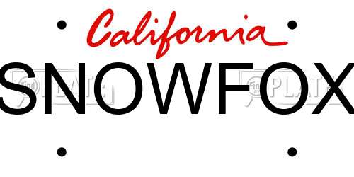 SNOWFOX California License Plate